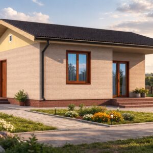 55 м² – едноетажна къща с малка тераса